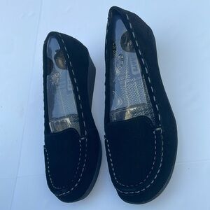 Sketchers Women’s Black Flattery Loafers with Wedge Gray Stitching Y2K 6.5